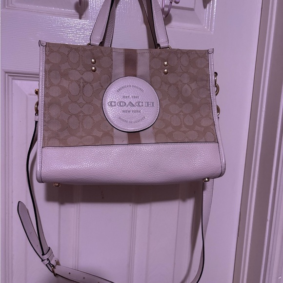 Coach Tan and White Shoulder Bag - Picture 1 of 7